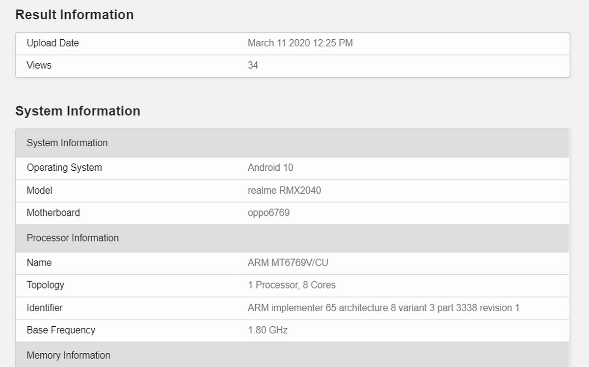 Realme 6i Specifications Tipped Through a Geekbench Listing; Realme RMX2063 Also Surfaces on Benchmark Site
