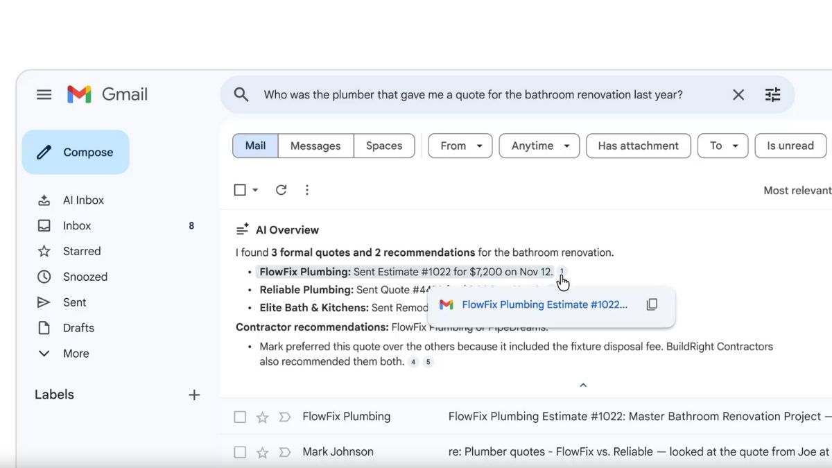 Google Brings Gmail to the Gemini Era With AI Overviews Integration and a New Inbox