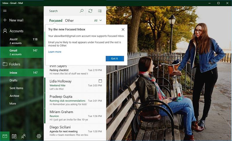Microsoft Brings Improvements to Windows 10 Mail and Calendar for Gmail Users