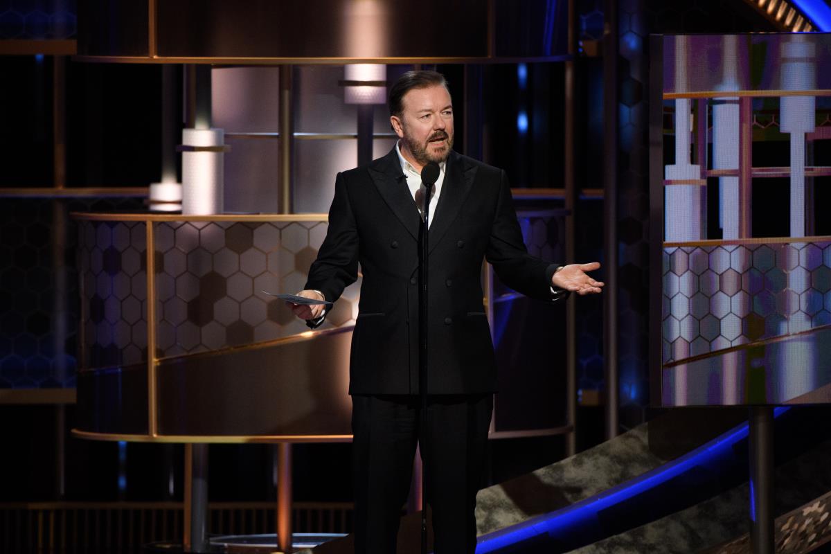 Golden Globes 2020: Ricky Gervais Roasts Apple, Netflix, Others &mdash; and Promotes His Own Netflix Show