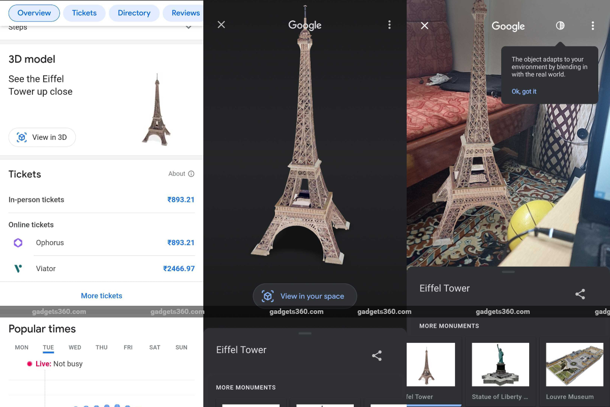 Google AR Search Adds 3D Monuments Like Big Ben, Louvre Museum , Eiffel Tower to List: How to Use