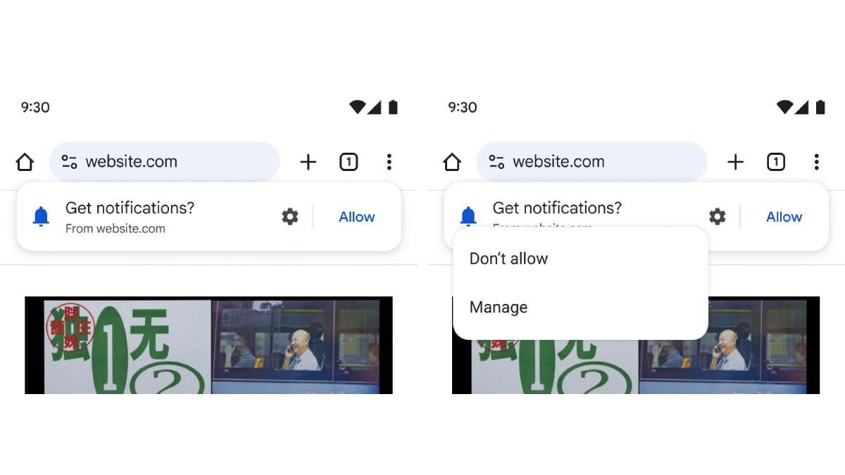 google android chrome Notification prompts on Android
