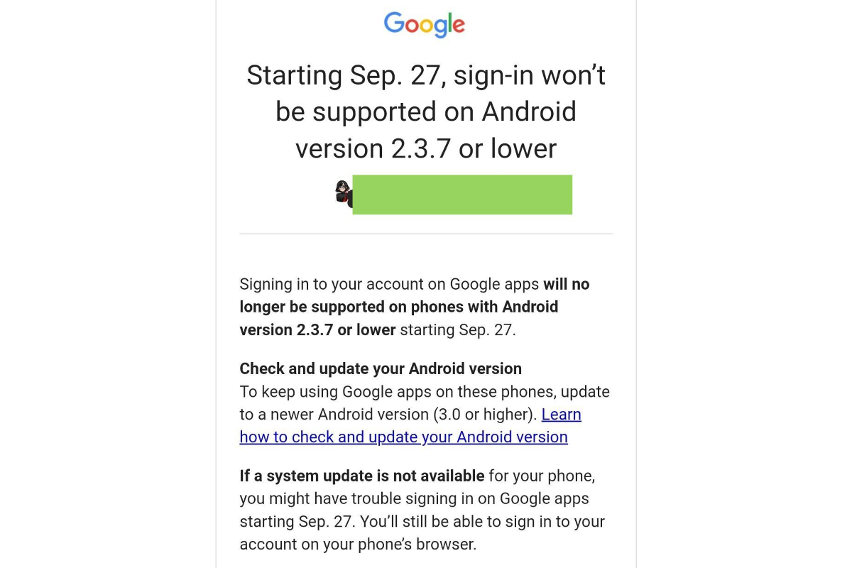 Google to End Support for Gmail, YouTube, Drive Account Sign-in on Old Android Phones Soon