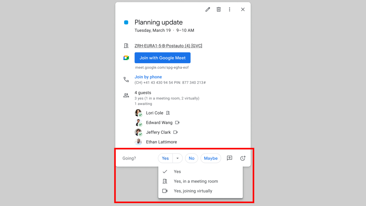 Google Calendar Gets RSVP Option for Attending Meetings Virtually