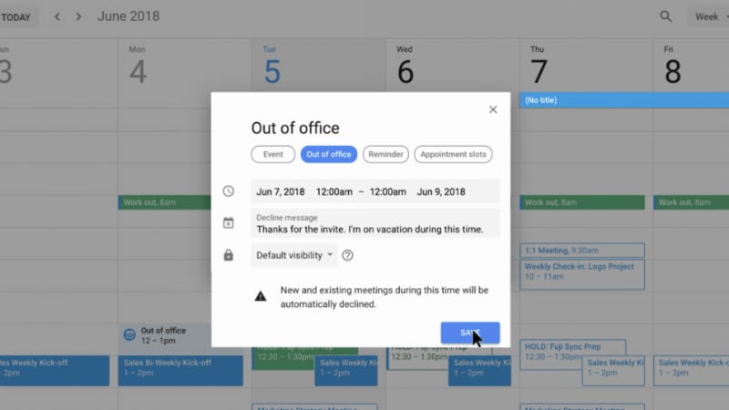 Google Calendar Adds 'Out of Office' Entry Type, Lets You Restrict Your Working Hours