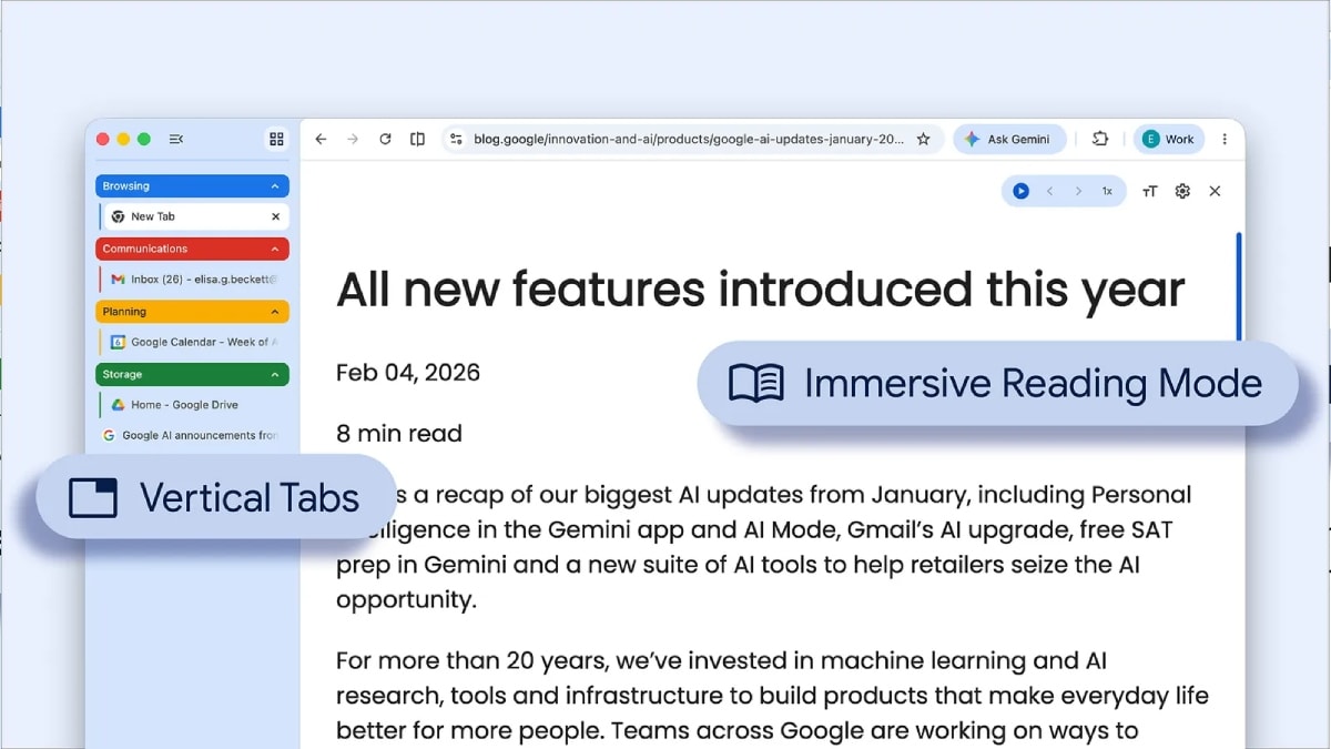 Google Chrome Updated With Vertical Tabs Feature and Full Page Reading Mode