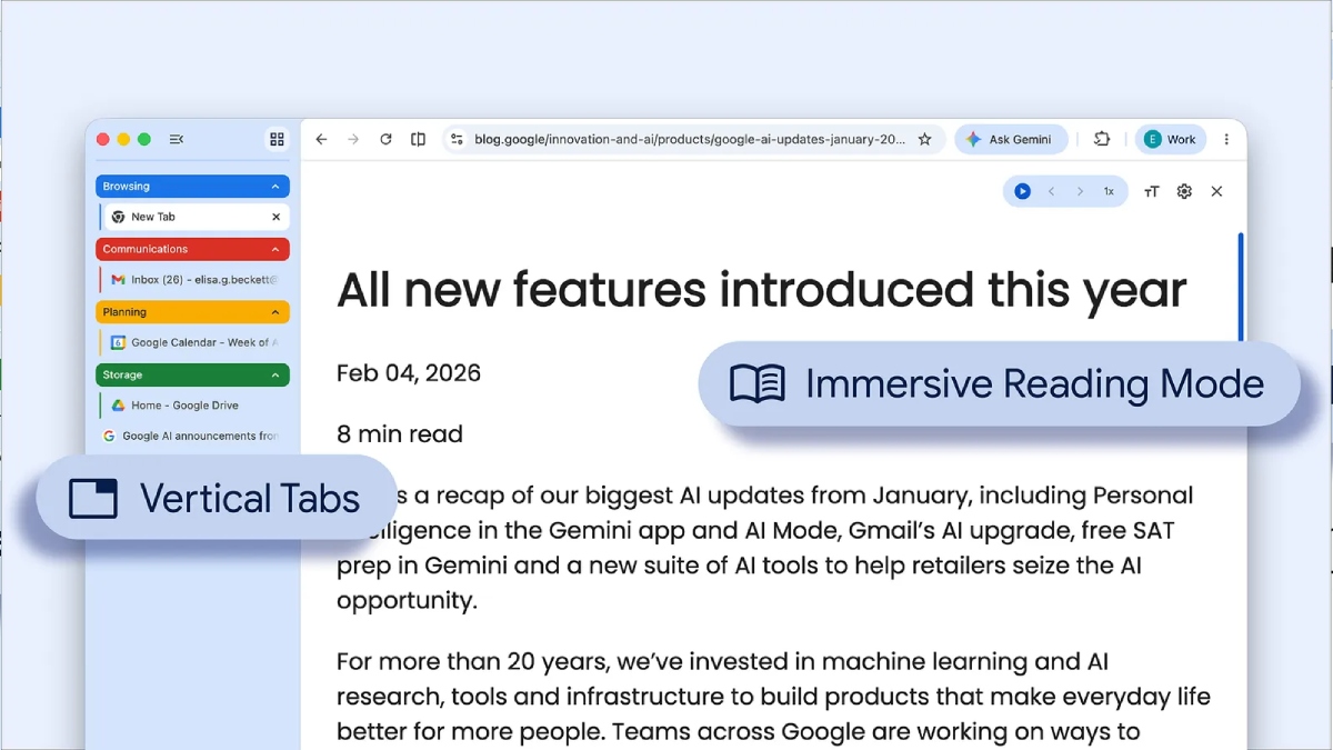 Google Chrome Updated With Vertical Tabs Feature and Full Page Reading Mode