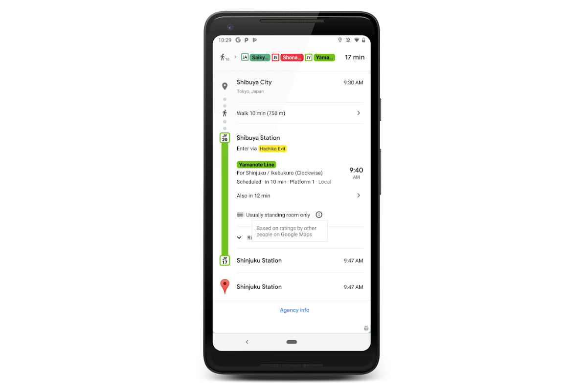 Google Maps Getting Public Transit Crowdedness Predictions, Expands Live Traffic Delays for Buses