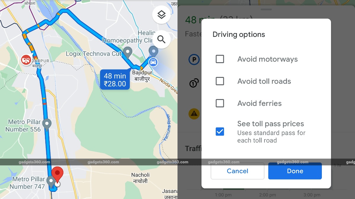 Google Maps Now Shows Estimated Toll Prices on Android, iOS