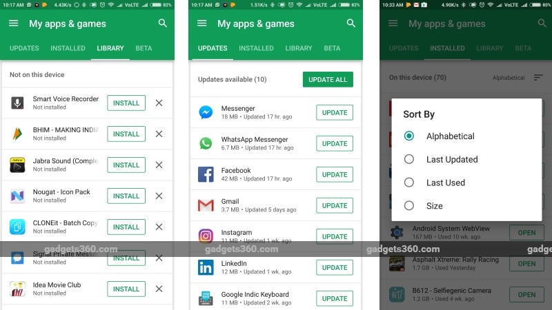 Google Play's My Apps Section Revamped to Make Sorting Simpler