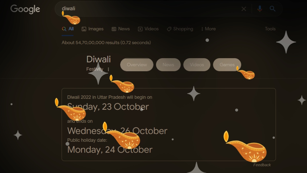 Google Search Easter Egg for Diwali Lights Up Your Browser Ahead of India&rsquo;s Festival of Lights
