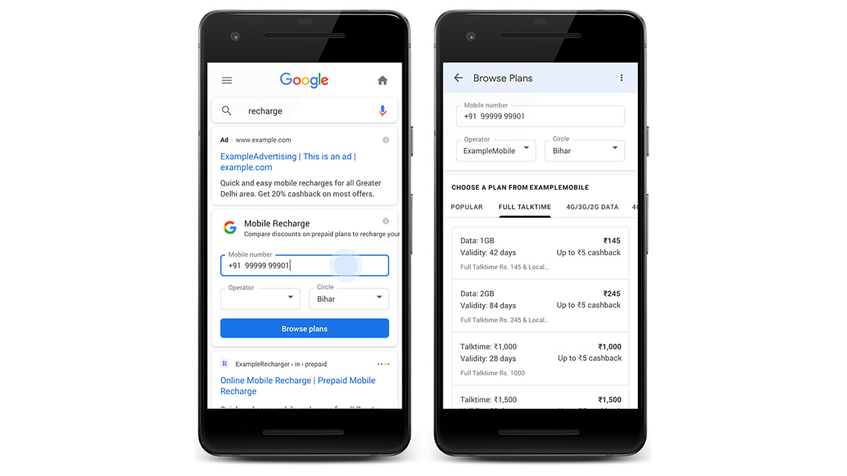Google Search Mobile Recharge Service Launched in India: Lets You Find, Compare, and Recharge via Mobile Search
