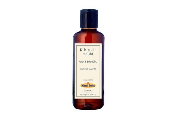 best products for dry hair in india Khadi Mauri Herbals Amla and Bhringraj Herbal Shampoo