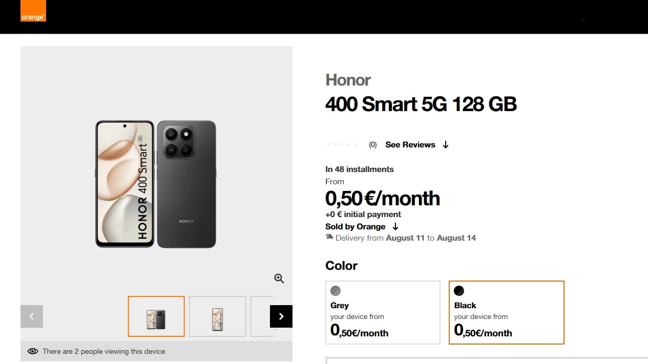 honor 400 smart 5g orange listing Honor 400 Smart 5G
