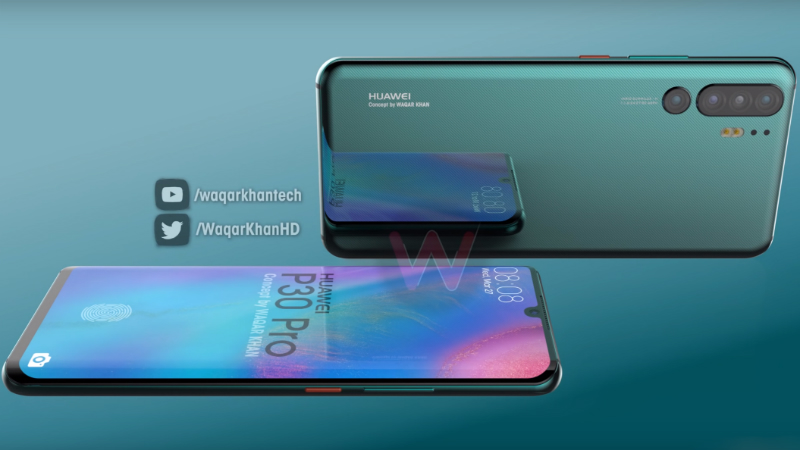 Huawei P30 Pro Concept Render Video Surfaces With Quad Camera Setup, In-Display Fingerprint Sensor