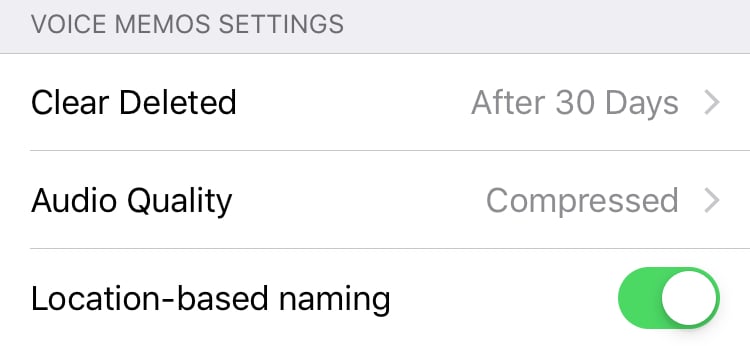 iOS 12 apple voice memos settings iOS 12