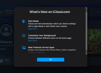 Apple Updates iCloud Website With Dark Mode Support and Other New Features