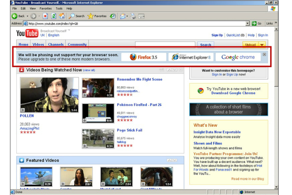 YouTube Engineers Conspired to Kill Internet Explorer 6, Former Developer Claims