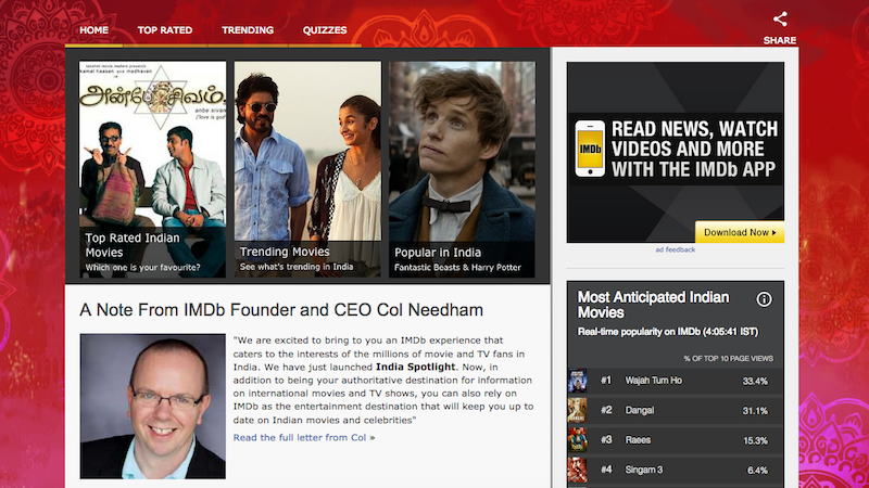 IMDb Launches India-Specific Website for Fans