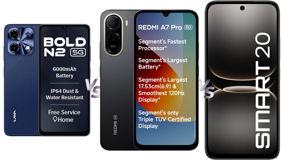 Infinix Smart 20 vs Lava Bold N2 5G vs Redmi A7 Pro 5G: Price in India, Specifications Compared