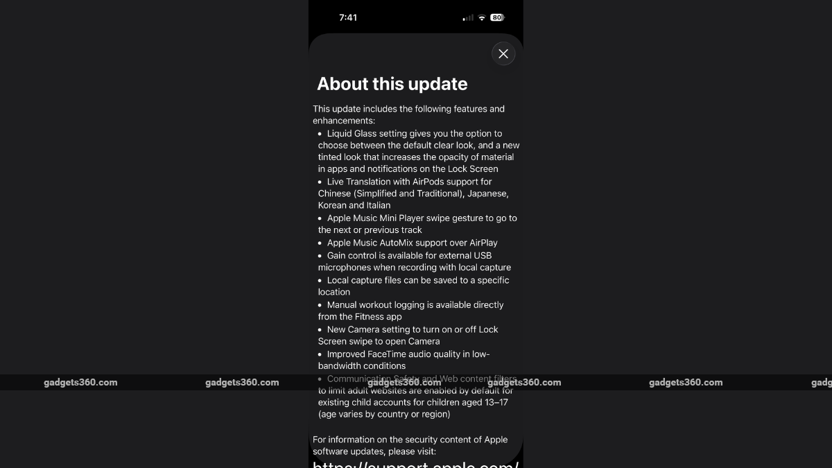 ios 261 update changelog inline iOS 26.1