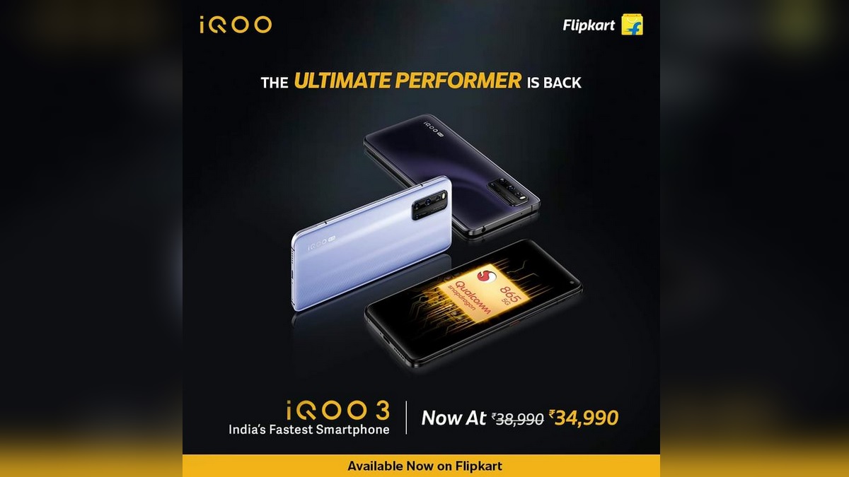 iQoo 3 Now on Sale in India via Flipkart in Green, Orange Zones