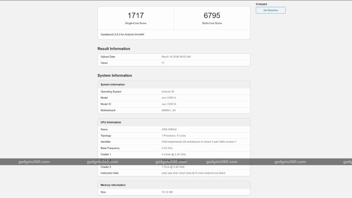 iqoo z11 geekbench Geekbench