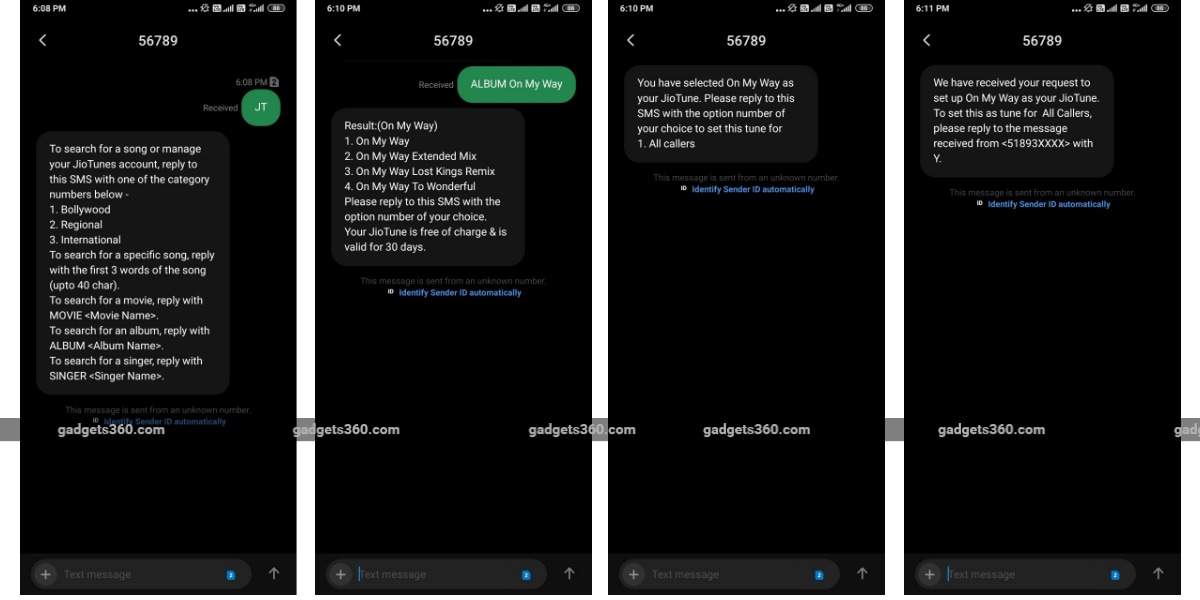 jio melodija melodija sms 360 screenshotovi alata Jio melodija pozive JioTune Jio