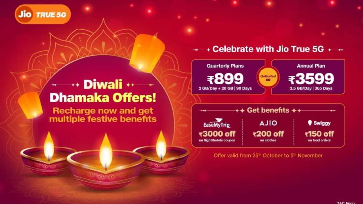 Reliance Jio Diwali Dhamaka&rsquo; Offer With Free Vouchers Worth Rs. 3,350 Announced: Benefits