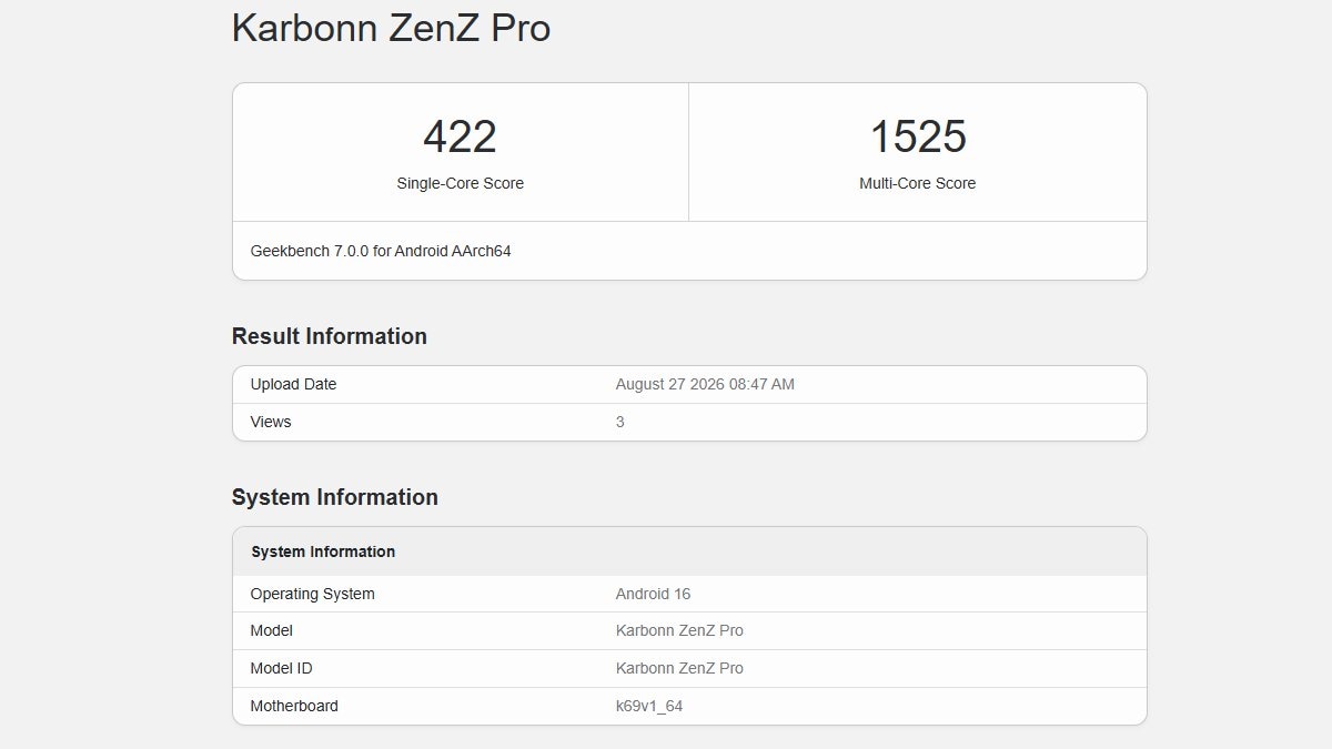 karbonn zenz pro geekbench Karbonn ZenZ Pro