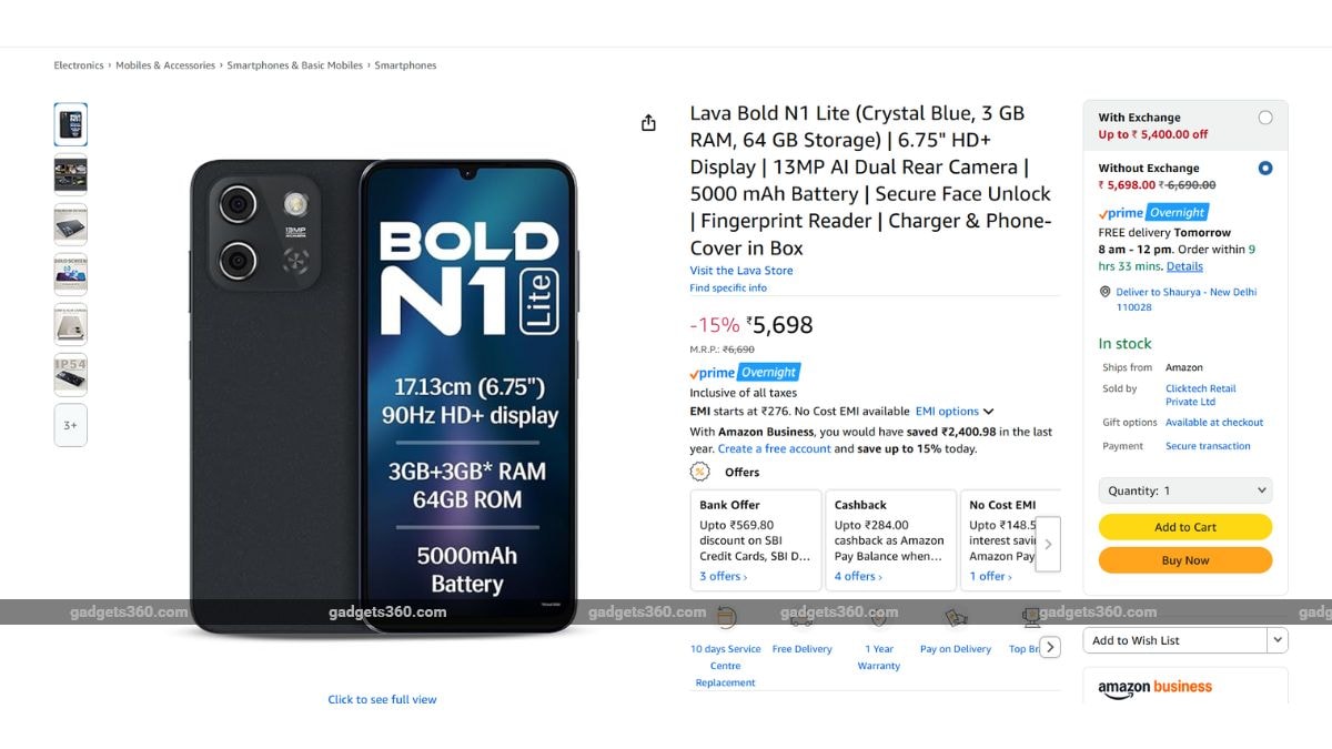 lava bold n1 lite ndtv Lava