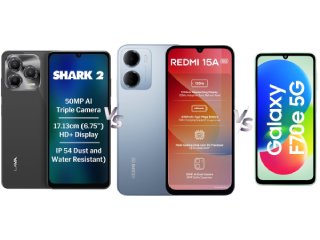 Lava Shark 2 vs Redmi 15A vs Samsung Galaxy F70e: Price, Features Compared