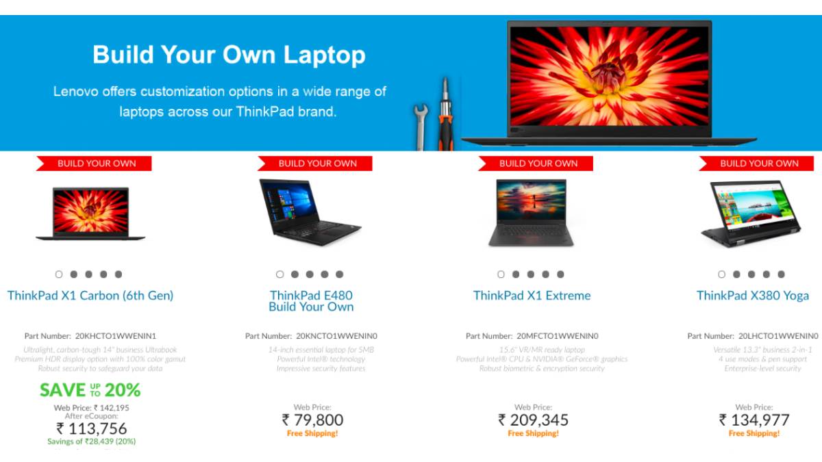 Lenovo ThinkPad Laptops Now Fully Customisable in India via Lenovo.com, Other Models to be Included Soon