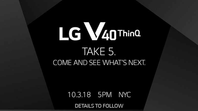 LG V40 ThinQ Launch Set for October 3, Triple Rear Camera Setup Expected