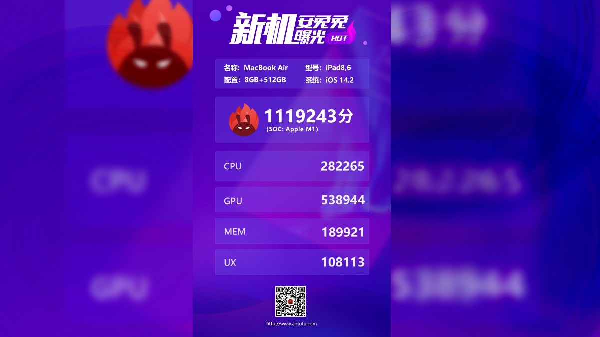 MacBook Air With M1 Processor Scores Over One Million Points on AnTuTu