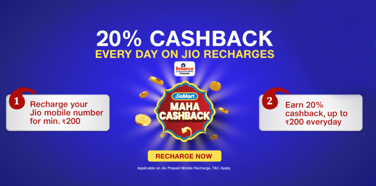Jio Offers 20 Percent JioMart Cashback on Select Prepaid Plans: All Details