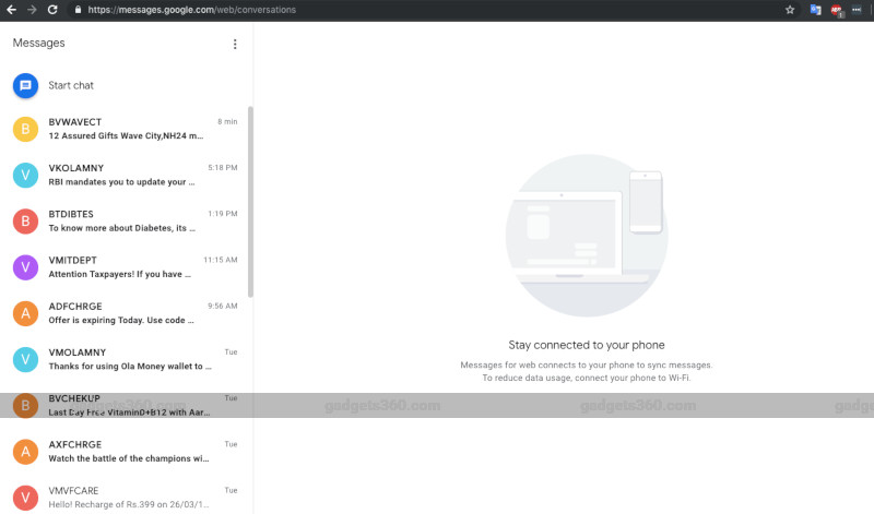 Messages for Web Now Available on Google.com, Gets RCS Settings