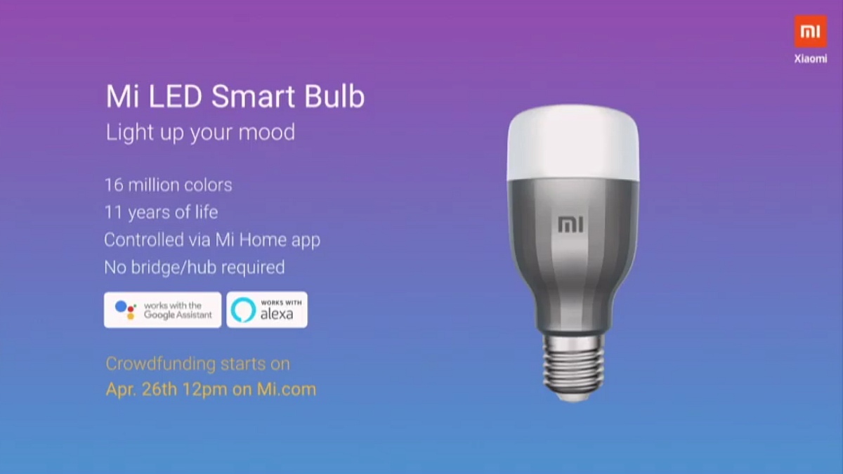Mi LED Smart Bulb Launched in India, Will Go Up for Crowdfunding on Friday
