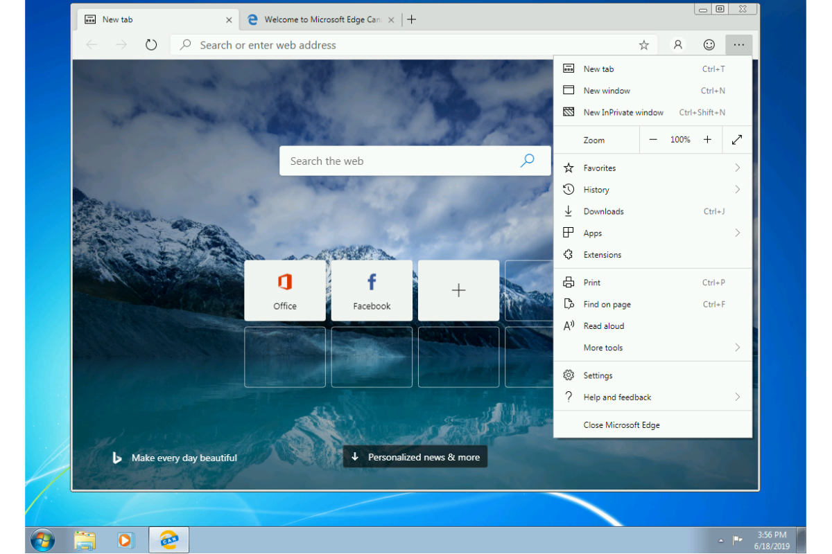 Microsoft Edge Based on Chromium Reaches Windows 7, Windows 8 Through Canary Channel