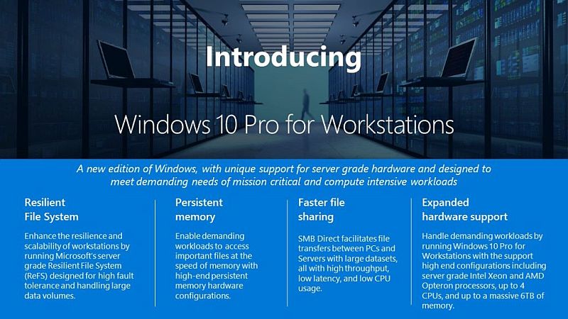 Windows 10 Pro for Workstations Unveiled by Microsoft, Available This Fall