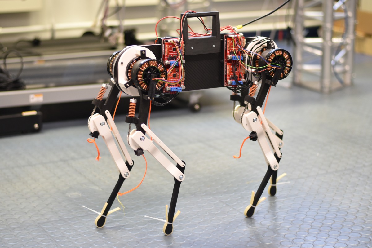 Four-Legged Robot Dog With Virtual Spinal Cord Learns to Walk in One Hour