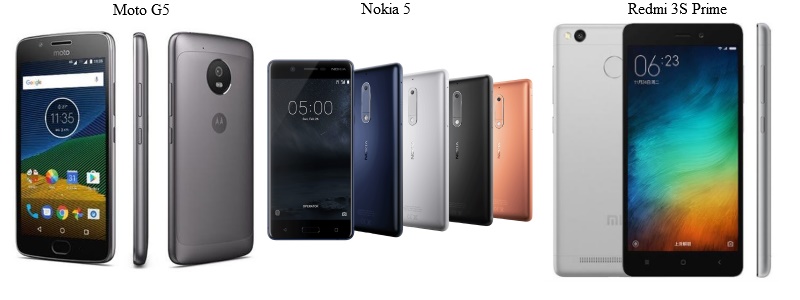 Moto G5 vs Nokia 5 vs Redmi 3S Prime