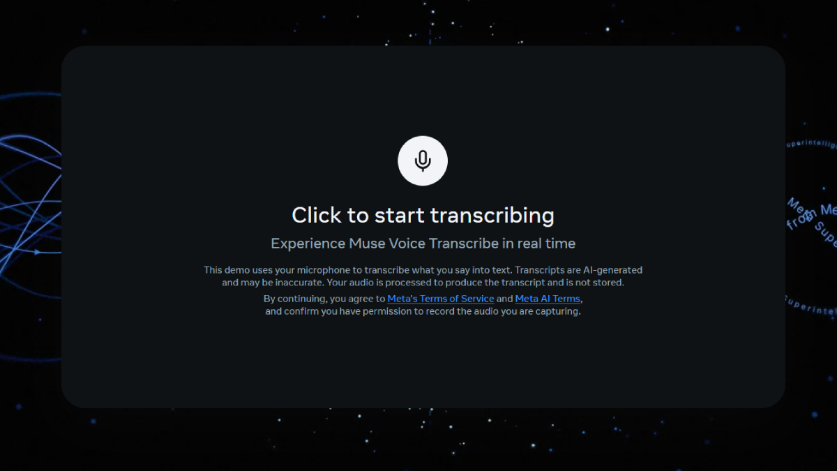 Meta Launches Muse Voice Transcribe With Support for 5 Indian and 70+ Global Languages