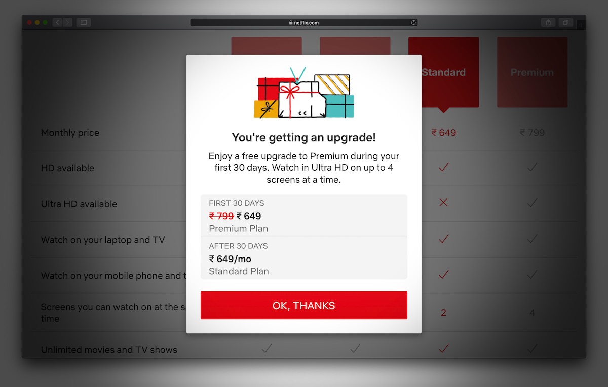 Netflix Offers Free Upgrade to Standard, Premium Plans for First 30 Days in India