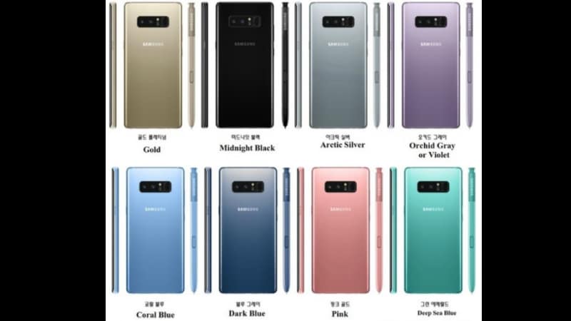 Samsung Galaxy Note 8 Tipped to Come in Eight Colour Options, Live Photos Leaked