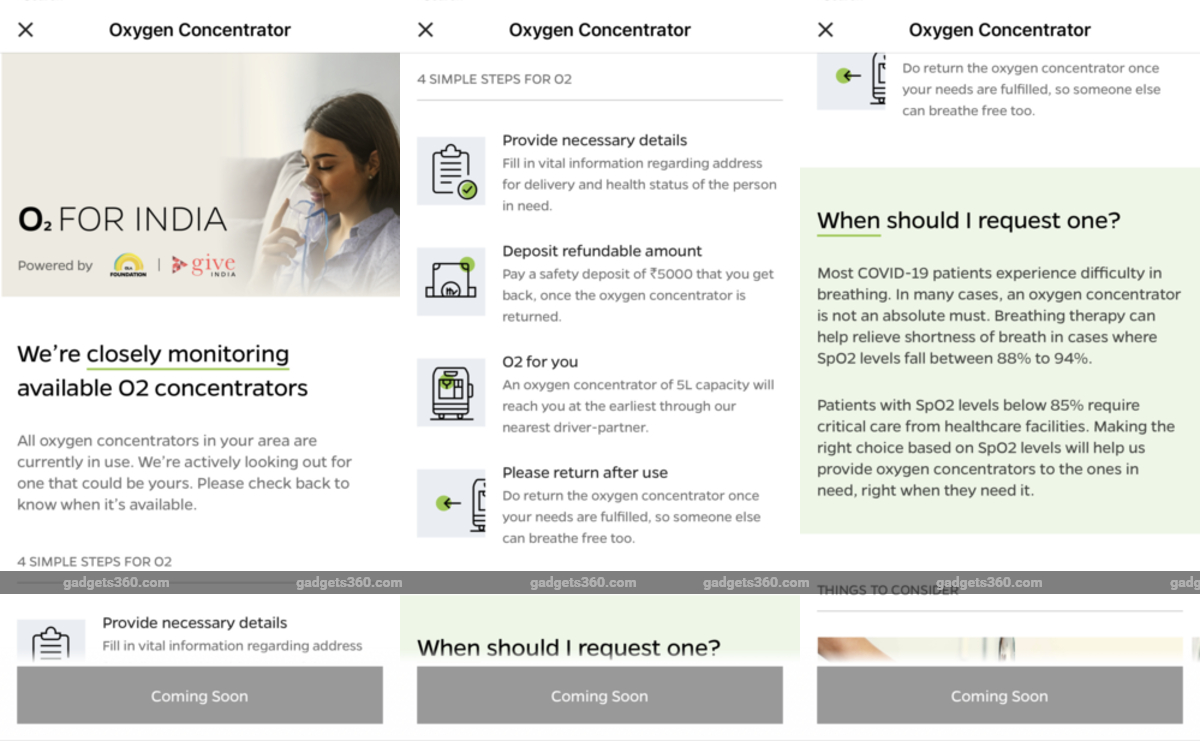 Ola to Offer Free Delivery of Oxygen Concentrators for COVID-19 Relief in India Starting With Bengaluru