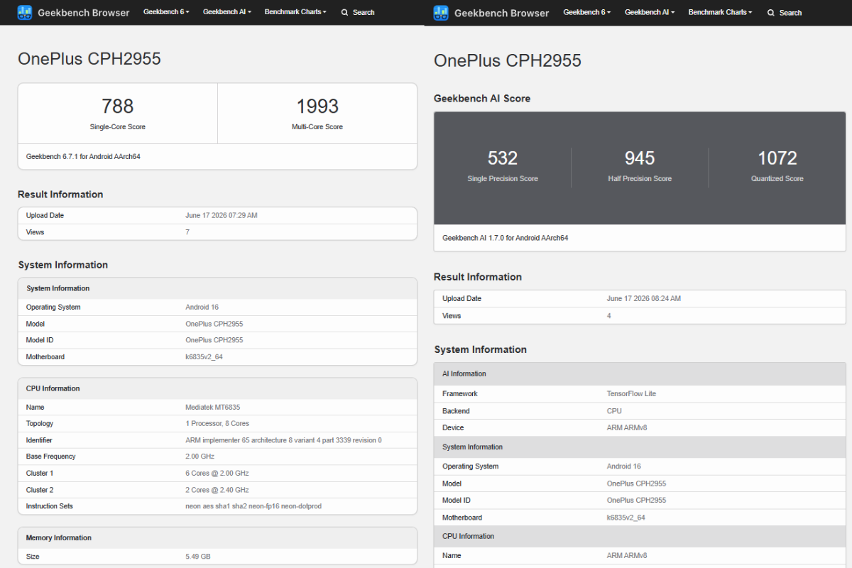 oneplus n6 geekbench listing inline OnePlus N6