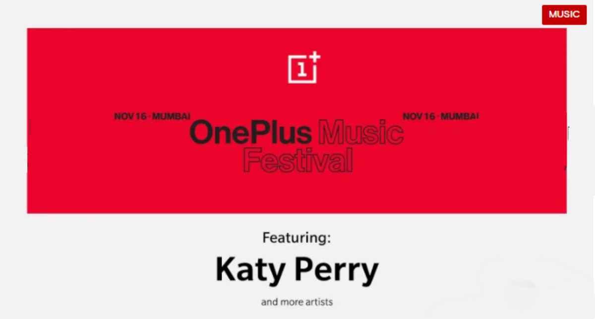 OnePlus Music Festival Set for November 16 in India, Katy Perry to Headline the Event