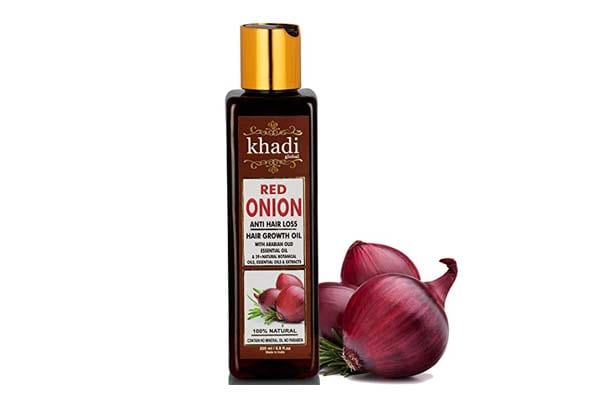 Khadi Global Red Onion Hair Growth Oil with Pure Argan, Jojoba, Rosemary, Black Seed Oil