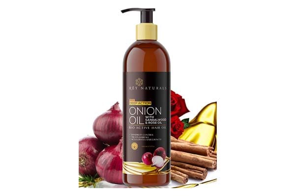Best Onion Oils for Hair Growth - Rey Naturals Nourishing Hair Fall Treatment With Real Onion Extract Hair Oil For Unisex, 200ml